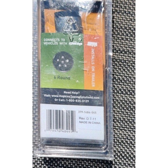 NEW Hopkins Towing Solution 48445 6-Pole Round Trailer End Connector - Picture 2 of 3